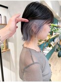 【堀惠】インナーカラーウルフレイヤーカットブルーシルバー