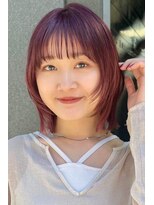 ガーデン 銀座(GARDEN)&nbsp;顔周りレイヤーボブ/ボブルフ/チェリーレッド暖色カラー20代30代