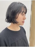 Lomalia青山/暗めカラーパーマボブ前髪カット