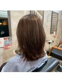 くびれハッシュカットレイヤーミディアム×ココアブラウン