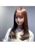 素髪風ストレート × シースルーバンク[レイヤーカット]