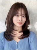ミディアムレイヤーカット/大人上品/前髪顔まわり/20代30代40代