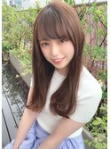 大人かわいいフェザーバングAラインマロンベージュ30代吉祥寺
