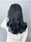 ネイビーロング_くびれヘアツートンカラーアースカラー_ba365582
