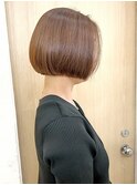 おさまるボブヘア　艶髪　大人ブラウンカラー