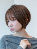 20代30代大人可愛い丸みショートショートボブオリーブベージュ