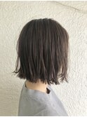 大人かわいい前髪なしボブ切りっぱなしボブシアーベージュボブ