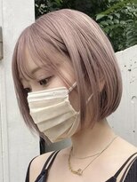 渋谷ブリーチカラータッセルボブ顔周りレイヤー切りっぱなしボブ