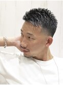 メンズバーバーベリーショート　理容室顔剃りフェード清潔感