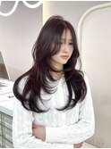 小顔/黒髪/クラゲヘアー/オリーブグレー/ココアベージュ