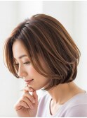 明るめボブスタイル川越/ハイライト/白髪ぼかし/白髪染め