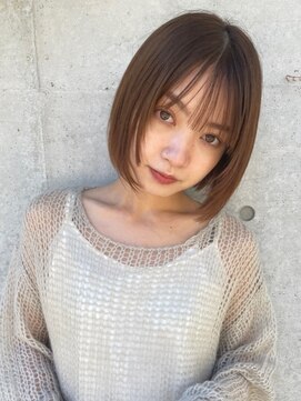グリンプス 大濠店(Glimpse) 丸みボブ　20代30代　透明感　艶カラー　ナチュラルベージュ