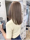 韓国ヘア顔周りレイヤー暗めミルクティーベージュグレージュ