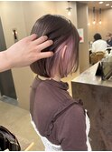 春カラー/インナーカラー/ホワイトピンク/ピンクブラウン/ボブ