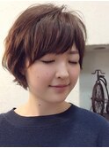 ワンサイドショートくしゅっと大人無造作★面長さんにもオススメ
