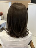 蒲郡ヘアカラー/オリーブアッシュ/切りっぱなしボブ/髪質改善