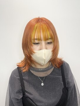 ステア ケース(stair case) オレンジxイエロー ／ウルフカット