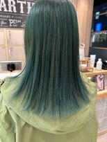 アース 三軒茶屋店(HAIR&MAKE EARTH) 三軒茶屋_レディース_セミロング_グリーン_エメラルドグリーン