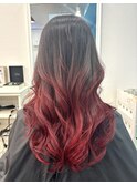 レッドグラデーション【山口市美容室】【山口市ハイトーン】