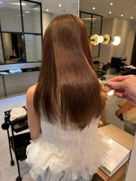 ダブル(W) ストレートロング/オレンジブラウン