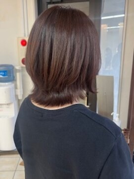 クオリス 上板橋店(QUALIS) 髪質改善★白髪染め40代50代ひし形レイヤーピンクブラウンツヤ髪