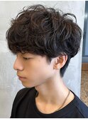 横浜西口シャドウパーマ緩め刈り上げマッシュメンズカット韓国風