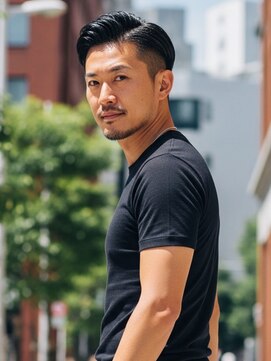 エムエイチバーバー 肥後橋(MH THE BARBER) 黒髪フェード×サイドパート【肥後橋駅・西梅田・本町】