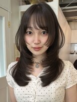 ライン(LINE) 韓国風/レイヤー/前髪カット/オリーブ/透明感/ハッシュカット