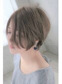 丸みショートボブ×グレージュ 若松河田/表参道/20代/30代/40代