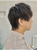 刈り上げないツーブロックウルフマッシュショートメンズヘア