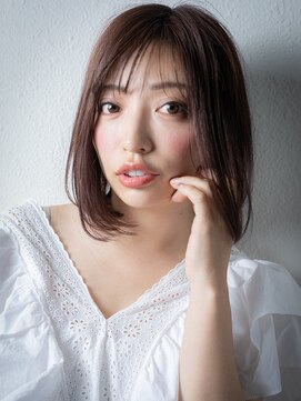 カバーヘア ブリス 北浦和(COVER HAIR bliss) くすみベージュ美髪艶感ストレート前下がりボブu北浦和30代40代