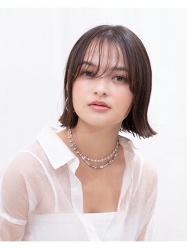 透けバング/コンパクトボブ/外ハネボブ/オシャレボブ/20代/30代