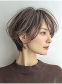 白髪ぼかし脱白髪染め似合わせショートボブ40代50代60代