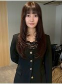 大分ミディアムロング顔周りレイヤーカット髪質改善カラー