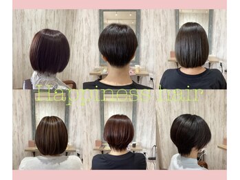 ハピネスヘアー(Happiness hair)の写真/小顔に見せる黄金バランスを創る！ショート、ボブ、レイヤー…あなたに「似合う」が必ず見つかります。