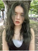 ハスキーグリーン クセ毛風レイヤー