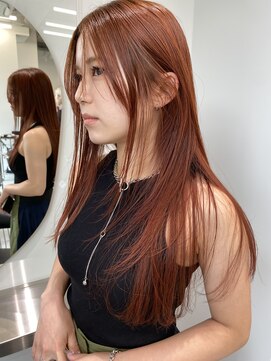ステン(sten) レッドオレンジカラー/ブリーチなしダブルカラー/ロングヘア