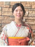 黒髪袴着付け編み込みヘアアレンジ　卒業式