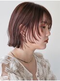 フェイスレイヤーボブくびれボブピンクブラウン【自由が丘】