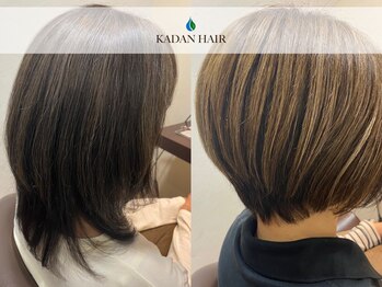カダン ヘアー(KADAN HAIR)の写真/白髪をカバーしながら艶やかで透明感とツヤのある髪へ☆ハイライトで立体感のあるデザインに仕上げます♪