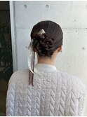 今流行りのネジネジ韓国カチモリスタイルヘアセット結婚式成人式