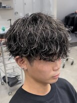 フィフスパーク(fifth PARK) 渋谷メンズハイライトカラーホワイトメッシュカラー波巻きパーマ