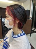 フェイスフレーミング チェリーレッド 小顔ショートボブ