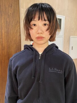 ルノ(RUNO) 切りっぱなしショート・ボブ/ミニボブ/前髪なし/20代/ロブ/丸顔
