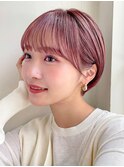 ピンク×小顔ショート