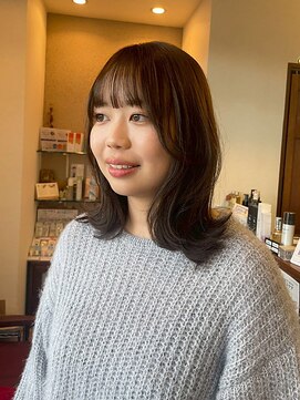 シェール(cher) 顔まわりカット/ミディアムレイヤー/ショコラブラウン
