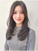 韓国ロングウルフカットウルフレイヤーカットロングレイヤー黒髪