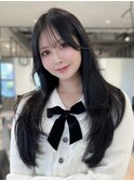 韓国ヘア 2wayバング シースルーバング フェイスレイヤー カット