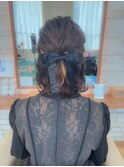 ベロアリボン☆ハーフアップお呼ばれヘアアレンジ