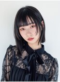 姫カットレイヤー/ブルーブラック/黒髪/前髪カット/韓国
